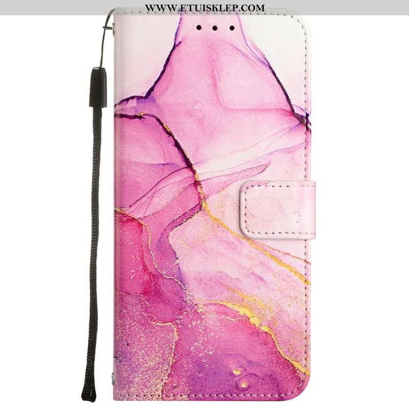 Etui Folio do Oppo A54 5G / A74 5G Marmur Ze Smyczą